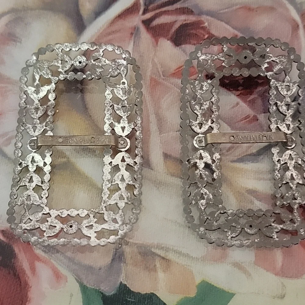 MADE IN FRANCE SILVERTONE SHOE  CLIPS BUCKLES. - Picture 2 of 5